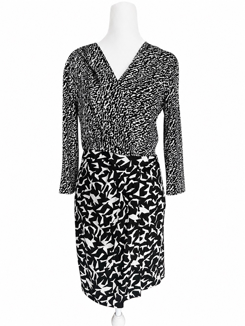 NWT Diane von Furstenberg Melodi Silk Jersey Faux Wrap Dress Mixed Print‎ 4 DVF